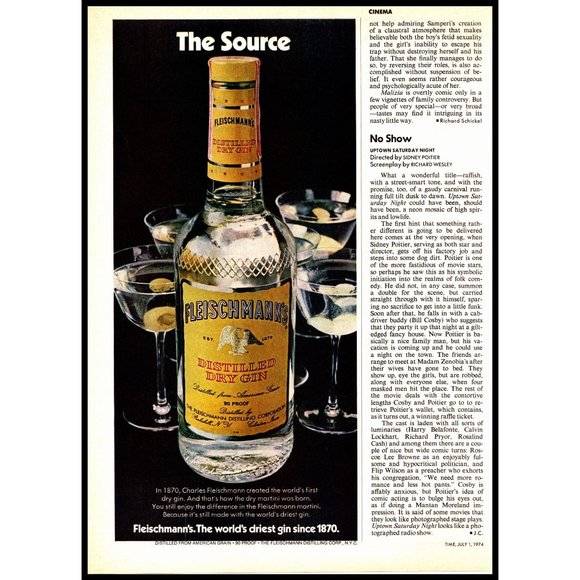 1974 Fleischmann's Dry Gin Vintage Print Ad Martini Cocktail Bar Wall Art Photo - Picture 2 of 2